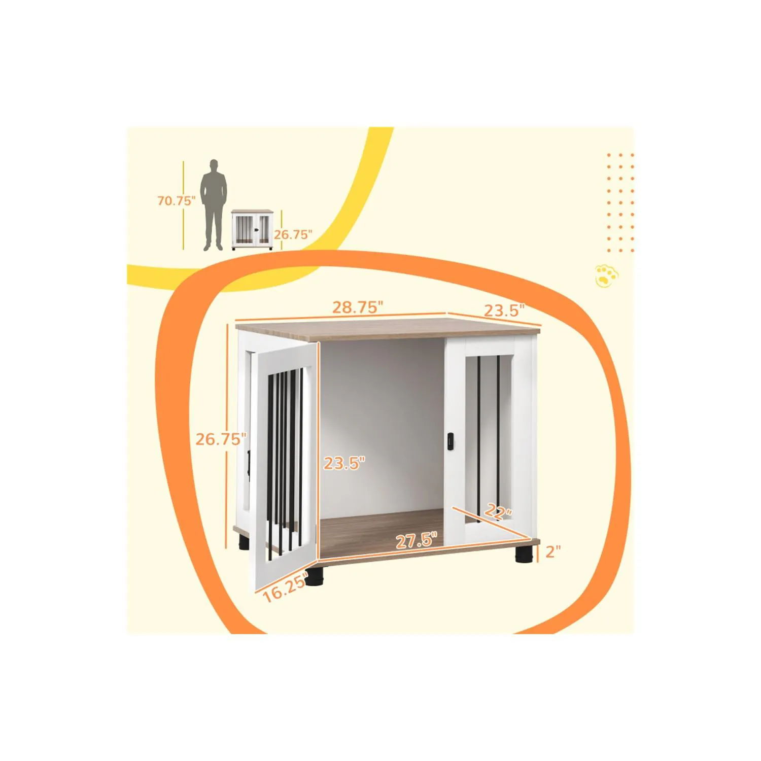 Jaula Multifuncional para Perros con Diseño Tipo Mueble 3