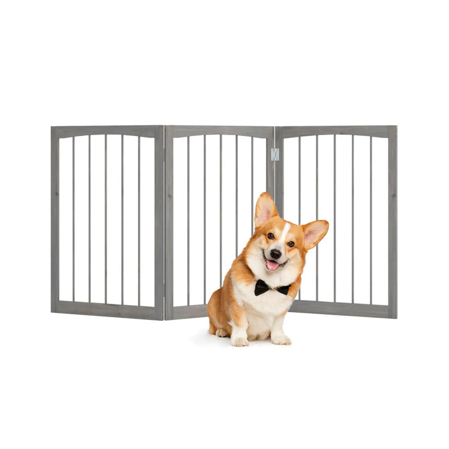 Cerco Plegable de Madera para Mascotas con Paneles Ajustables