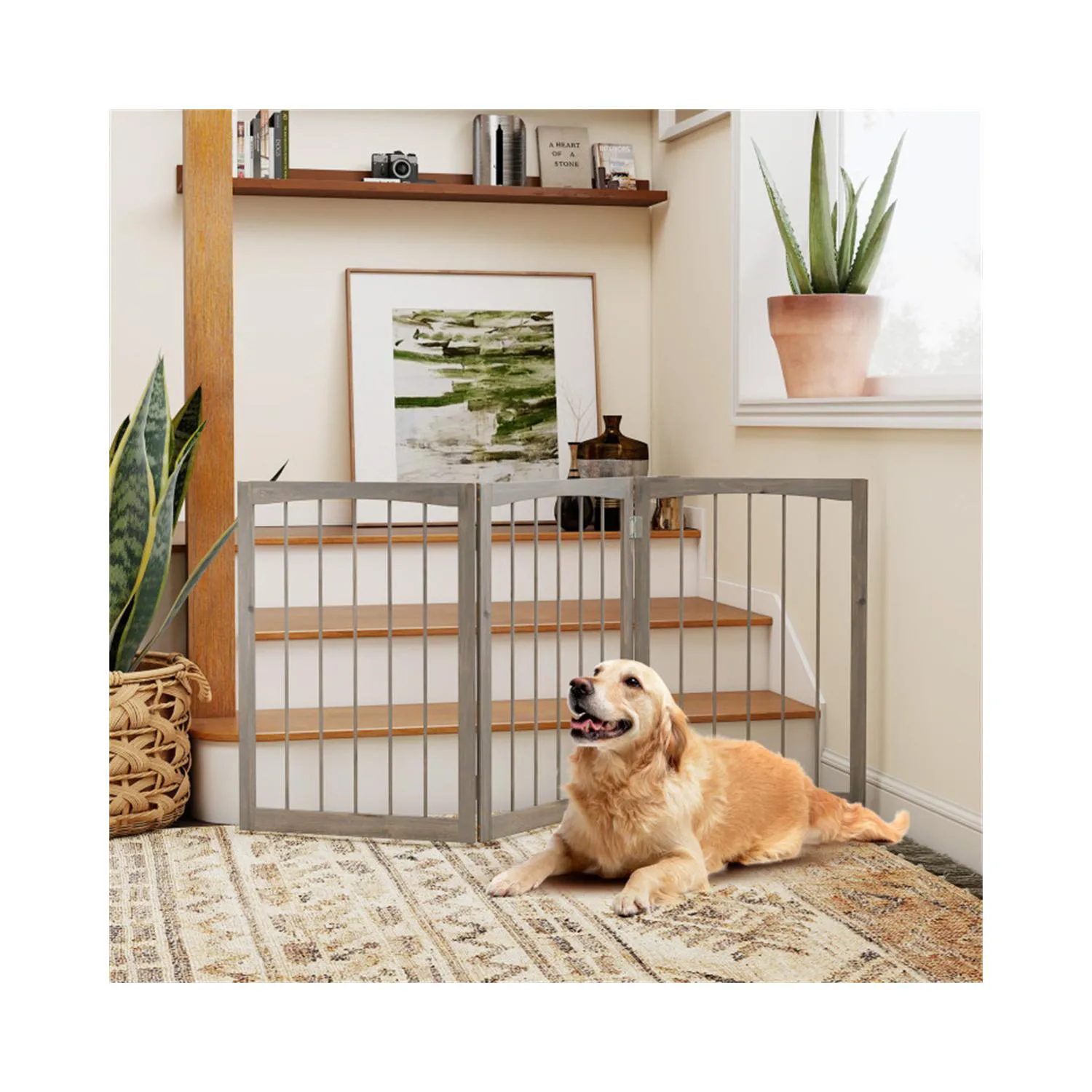 Cerco Plegable de Madera para Mascotas con Paneles Ajustables 7