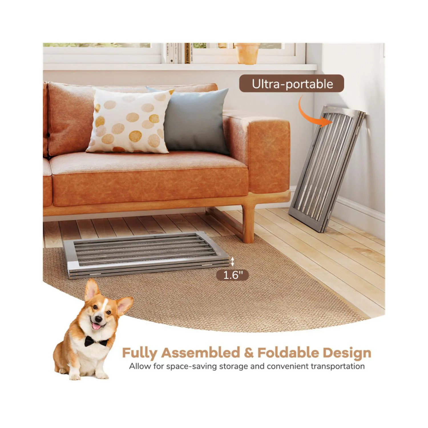 Cerco Plegable de Madera para Mascotas con Paneles Ajustables 9