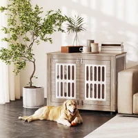 Jaula para perro multifuncional de madera con doble puerta