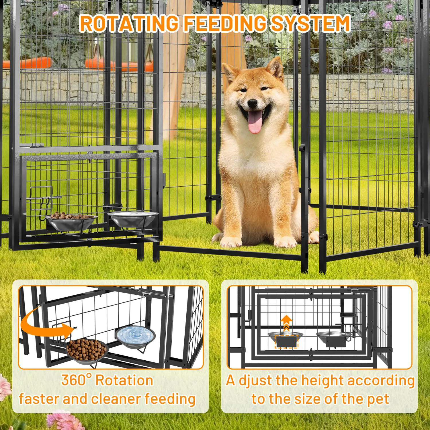 Jaula para Perro de Exterior con Techo Impermeable y Cierre Doble 6
