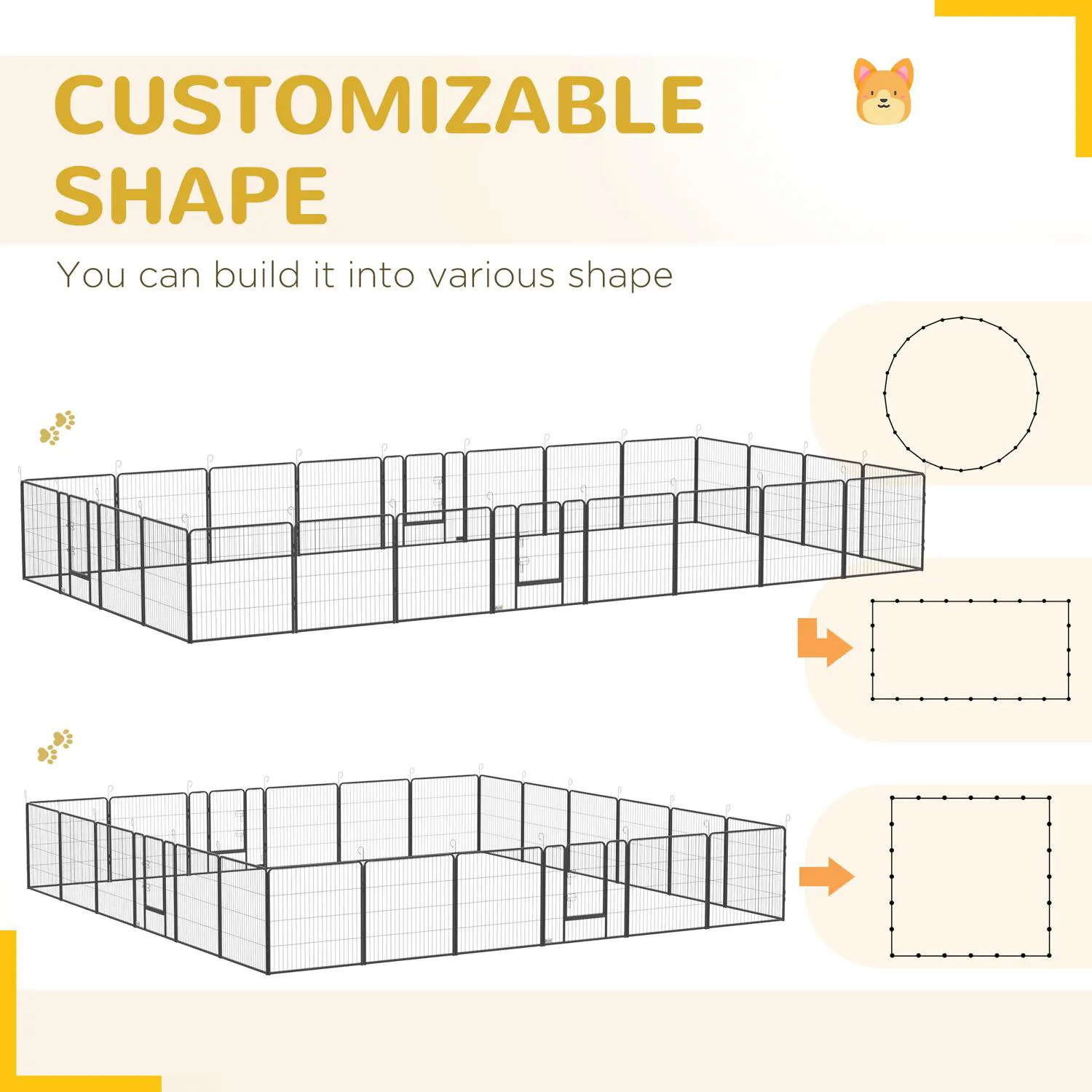 Jaula Modular para Mascotas con Paneles Metálicos Ajustables 4