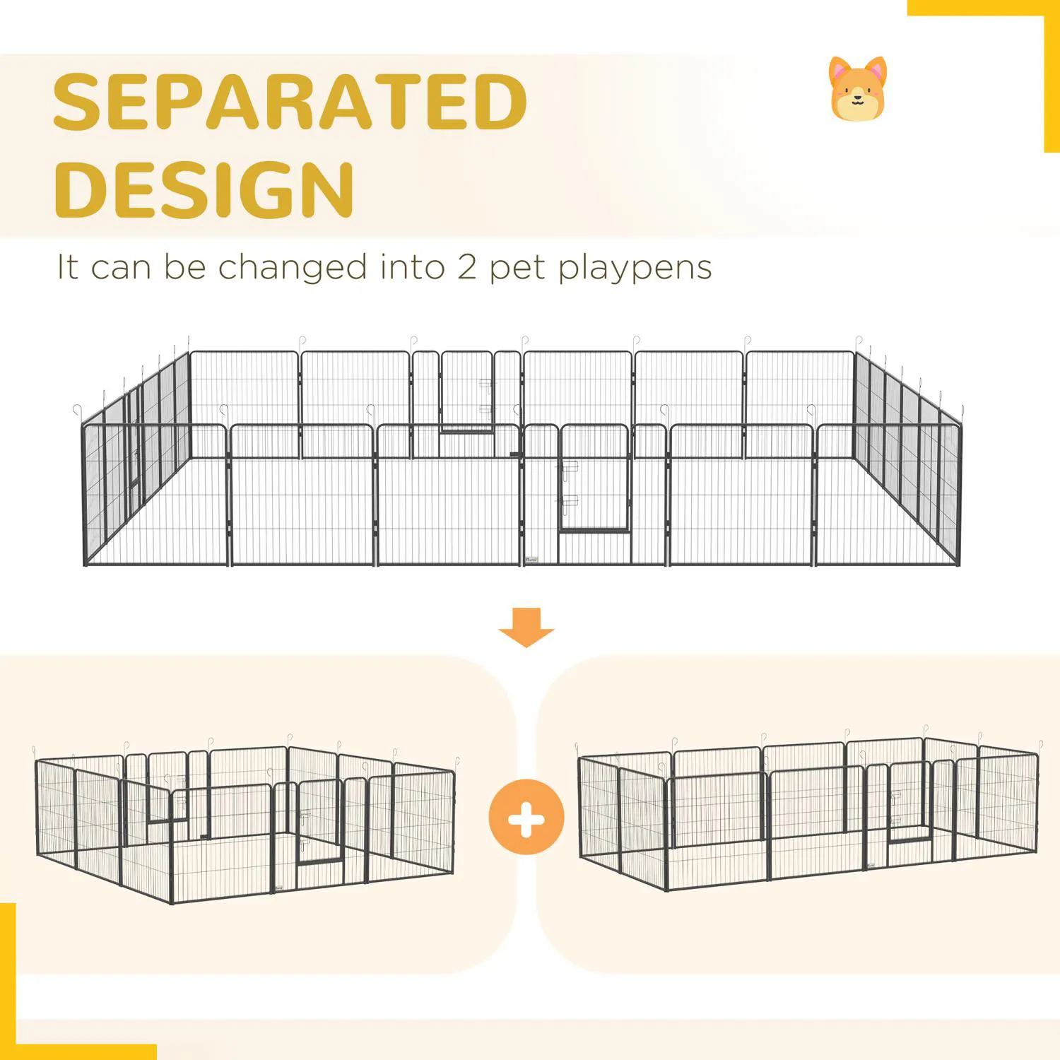 Jaula Modular para Mascotas con Paneles Metálicos Ajustables 5