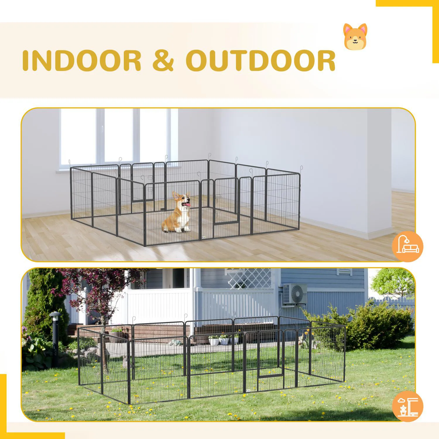 Jaula Modular para Mascotas con Paneles Metálicos Ajustables 6