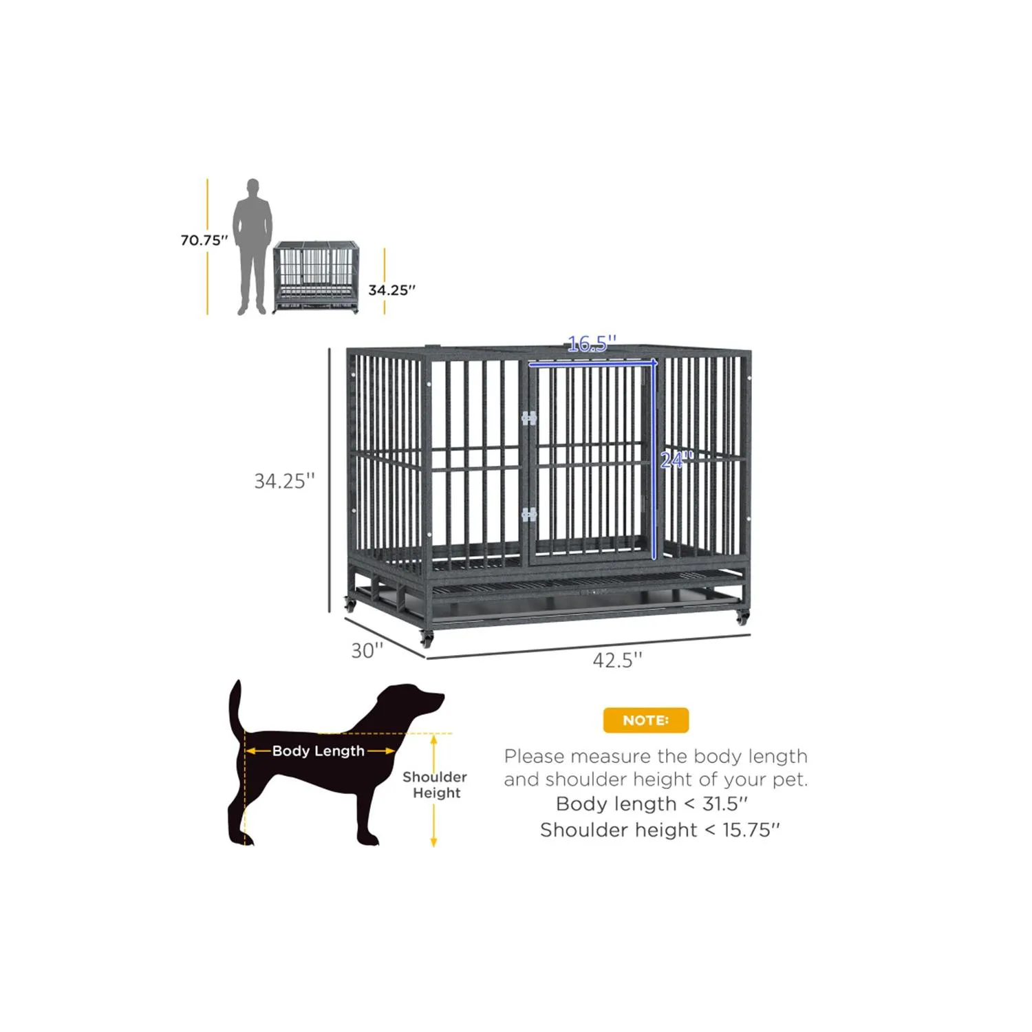 Jaula Metálica de Seguridad para Perros con Doble Acceso 3