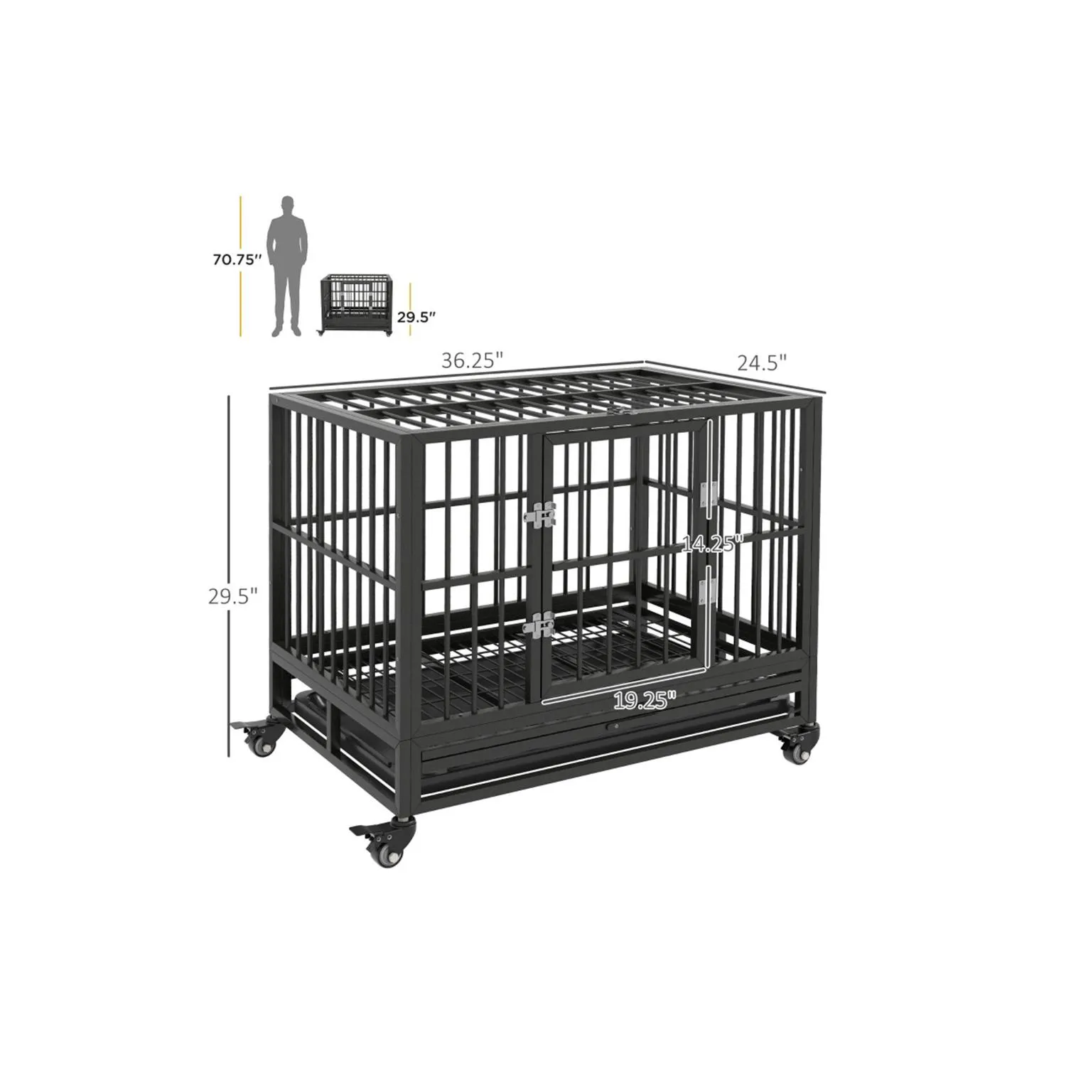 Jaula Metálica Compacta para Perros con Acceso Superior y Frontal 3