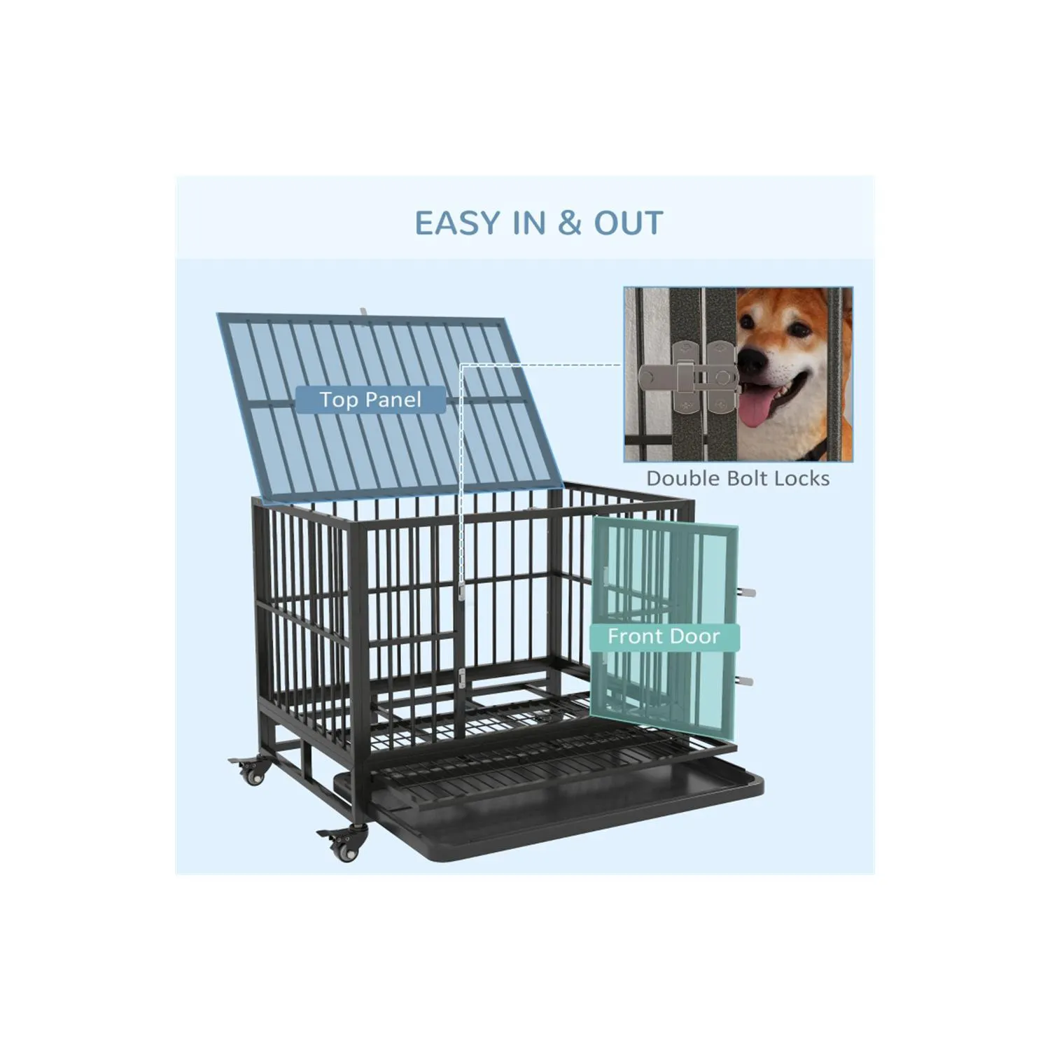 Jaula Metálica Compacta para Perros con Acceso Superior y Frontal 5