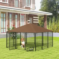 Jaula Exterior para Perros con Techo y Accesorios Integrados