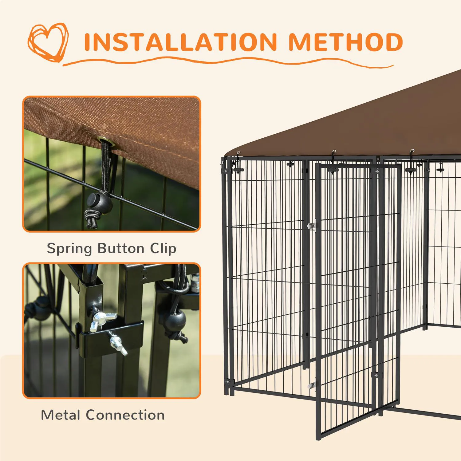 Jaula Exterior para Perros con Techo y Accesorios Integrados 6