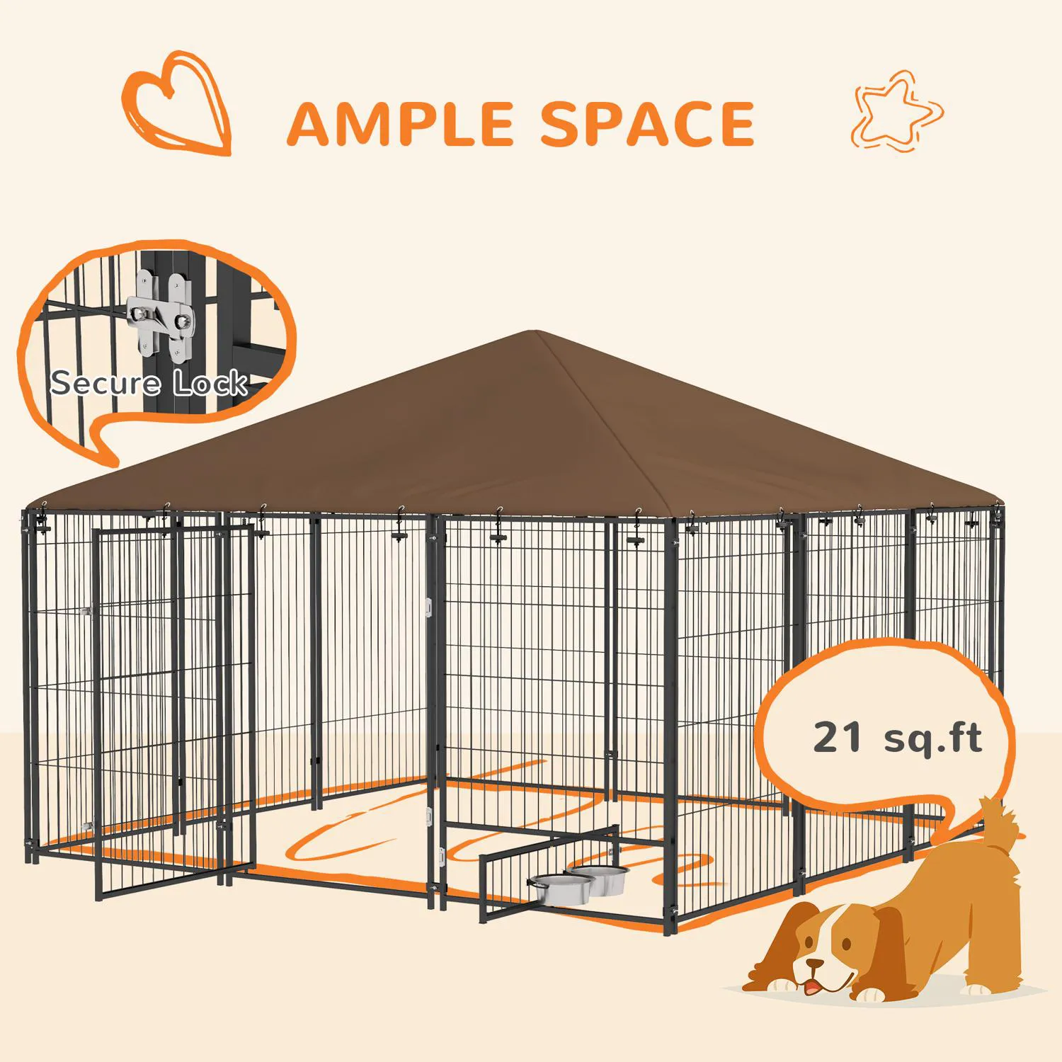 Jaula Exterior para Perros con Techo y Accesorios Integrados 7