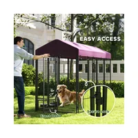 Jaula para Perro de Exterior con Techo Oxford y Acceso Amplio