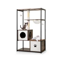 Arbol para Gatos de Madera y Metal con Compartimentos y Plataformas