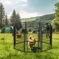 Corral Metálico para Perros de 90 cm con Puerta y Paneles Plegables