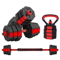 Mancuernas Pesas Ajustables Set 20kg 3en1 +barra +kettlebell