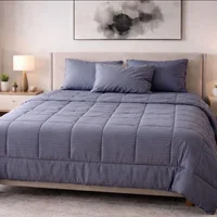 Combo Edredón y Juego de Sábanas Cama King Color Gris