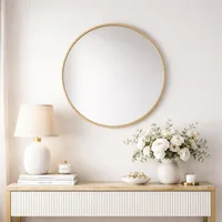 Espejo Redondo Mdf 70 cm Dorado