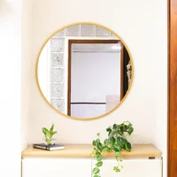 Espejo Redondo Mdf 90 cm Dorado