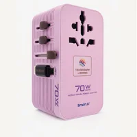 Adaptador de Viaje Universal Microdia Pd70w 3 USB-C 1 USB-A Púrpura