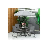 Juego de Mesa y Sillas de Exterior con Sombrilla, Resistente y Compacto