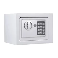 Caja Fuerte de Seguridad 24x19cm Código Digital Con Llave Blanca