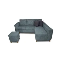 Sala Amsterdam + Silla +puff En Tela Amiglable Con Mascotas 205x72x155 cm Acero