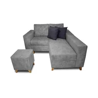 Sala Amsterdam + Silla + Puff En Tela Amigable Con Mascotas 150x72x155 cm Gris