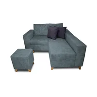 Sala Amsterdam + Silla + Puff En Tela Amigable Con Mascotas 150x72x155 cm Acero