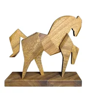 Caballo Decorativo Madera Flor Morado