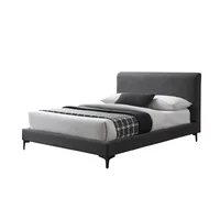 Cama Doble Prisma Gris Oscuro Madera Roble Tapizada