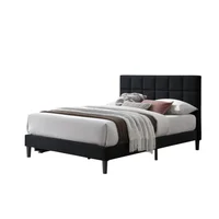 Cama Doble Vertex Negro Madera Roble Tapizada