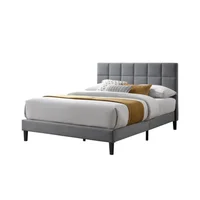 Cama Doble Vertex Gris Oscuro Madera Roble Tapizada