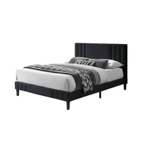 Cama Doble Majestic Negro Madera Roble Tapizada