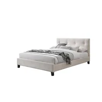 Cama Doble Imperial Blanco Madera Roble Tapizada