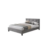 Cama Doble Imperial Gris Madera Roble Tapizada