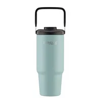 Mug Térmico Acero Inoxidable 900ml Con Tapa Doble Función Con Mango Plástico Azul Cielo