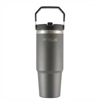 Mug Térmico Acero Inoxidable 900ml Con Tapa Doble Función Con Mango Plástico Gris Grafito