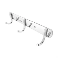 Perchero 3 Puestos Base Rectanguar y Soporte Cilindrico Acero Inox 304 Brillante