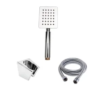 Teleducha Cuadrada + Soporte + Manguera Flexible Acero Inox Brillante C763