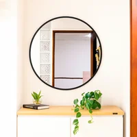 Espejo Redondo Mdf 90 cm Negro