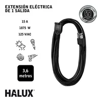 Extensión Eléctrica 1sal P/tierra Cal14 3.6m Negra