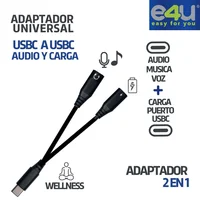 Cable Adaptador Universal USBC a USBc, Carga y Audio.