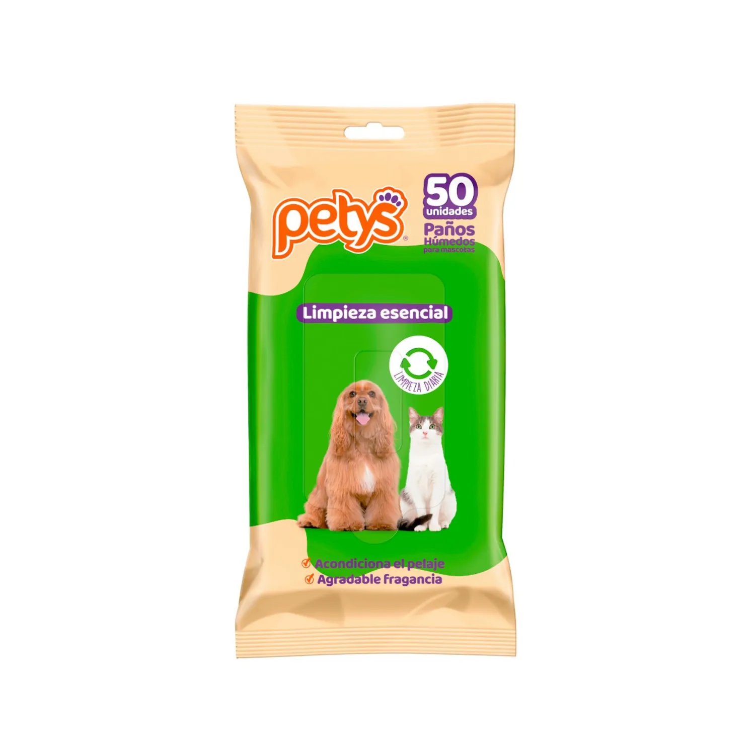 Paños Húmedos para Mascota Limpieza Esencial 50Und Petys