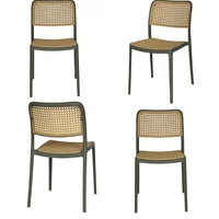 Silla Pp Solea Cuadrada Tipo Mimbre Gris Set X 4 Unidades