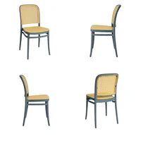 Silla Pp Solea Redonda Tipo Mimbre Gris Set X 4 Unidades