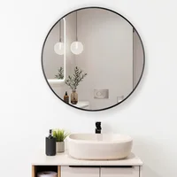 Espejo de Baño Circular Munich 80 Cm Marco Negro Sensi Dacqua