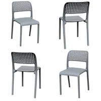 Silla Ergonómica Respaldo Calado Gris Set X 4 Unidades