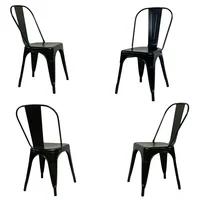 Silla Metálica Tolix Base Negro Set X 4 Unidades