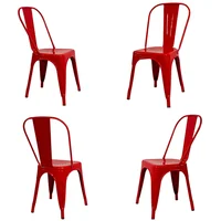 Silla Metálica Tolix Base Rojo Set X 4 Unidades