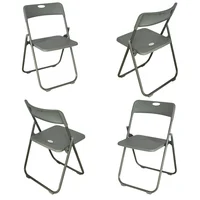 Silla Plegable Plástico Reforzada. Color Gris Set X 4 Unidades